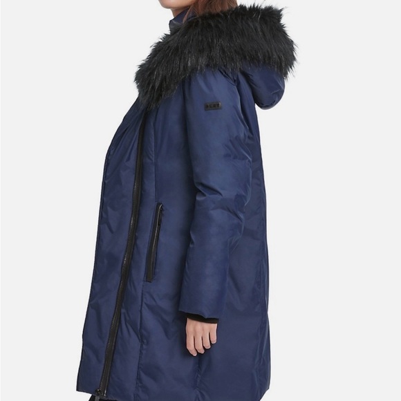 DKNY Midnight Puffer Coat with Faux Fur Trim - Picture 7 of 11